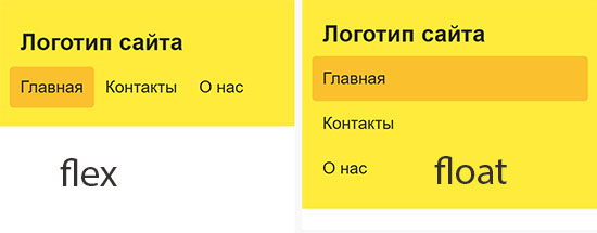 Адаптивная шапка сайта (float vs flex).