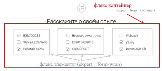 Флекс контейнер и элементы флекса.