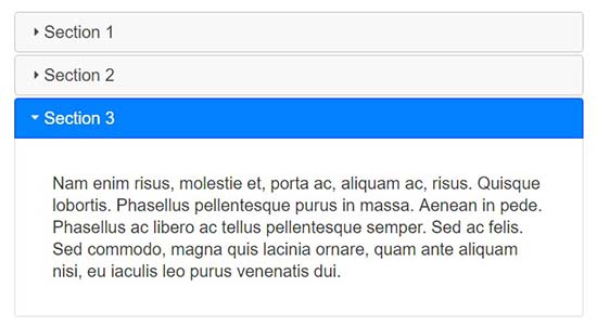 Виджет аккордеон библиотеки JQuery UI.
