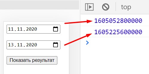 Вывод диапазона дат в JavaScript.