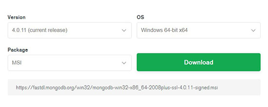 Установка базы данных MongoDB.